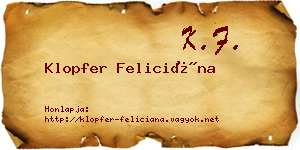 Klopfer Feliciána névjegykártya